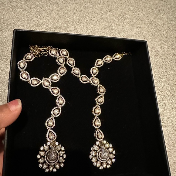 Gold Finish Kundan Polki Harness (Set of 2)